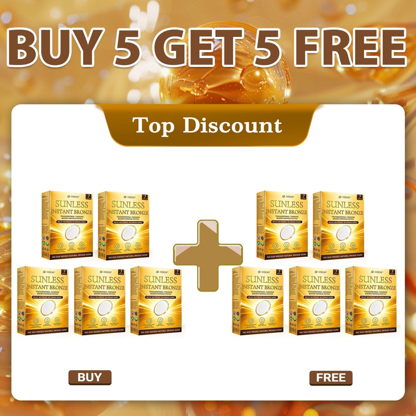 Hiskinยฎ Sunless Instant Bronze Tanning Microneedle Patch (Just once a day) Visible Bronze Glow in 7 Days No UV, No Orange, No Streaks, No DHA, No Mess