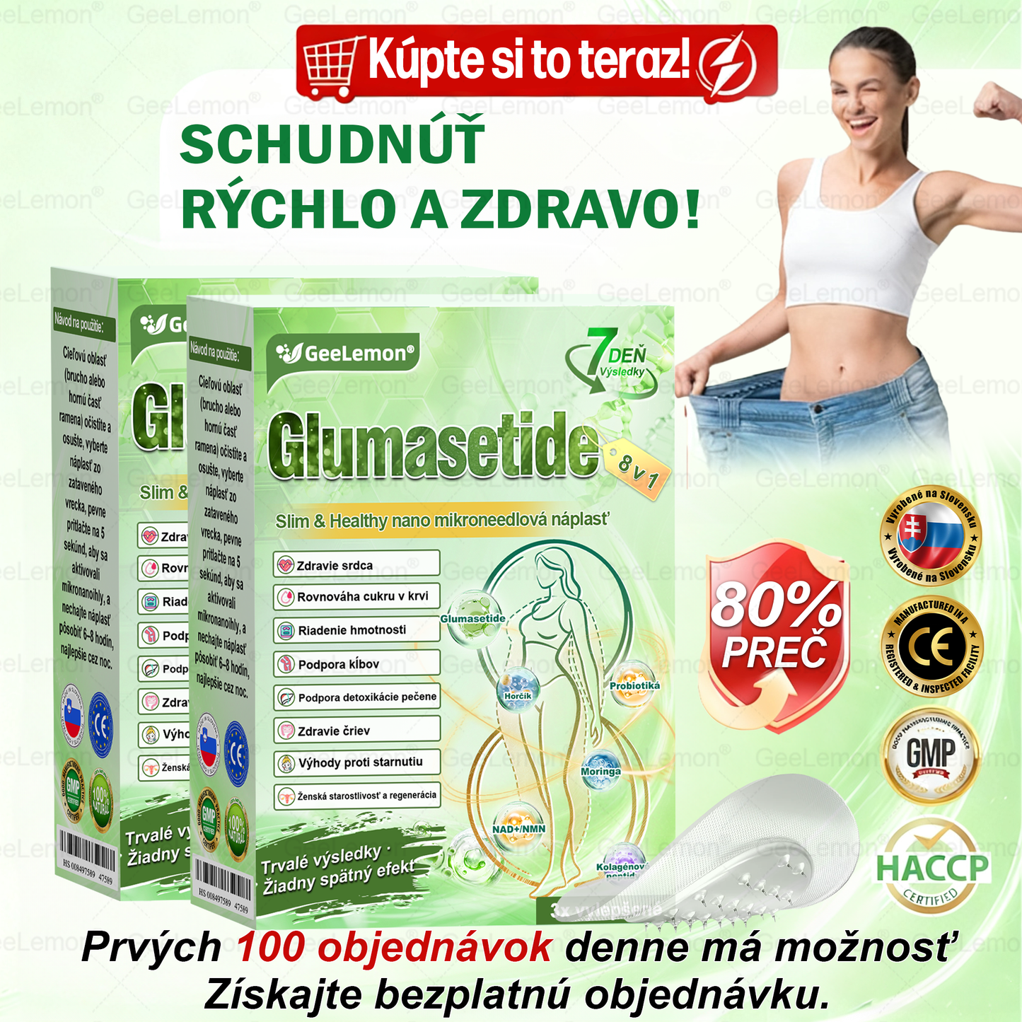 𝐆𝐞𝑒𝐿𝑒𝐦𝐨𝐧® 👩‍⚕️ Glumasetide 8 v 1 Nano mikrotŕňový náplasť – Len raz denne ✅ Viditeľné zmeny za 7 dní na obezitu, ochabnutú pokožku a zdravie