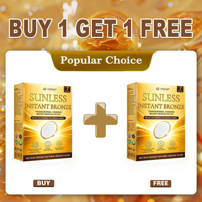 Hiskin® Sunless Instant Bronze Tanning Microneedle Patch (Just once a day) Visible Bronze Glow in 7 Days No UV, No Orange, No Streaks, No DHA, No Mess